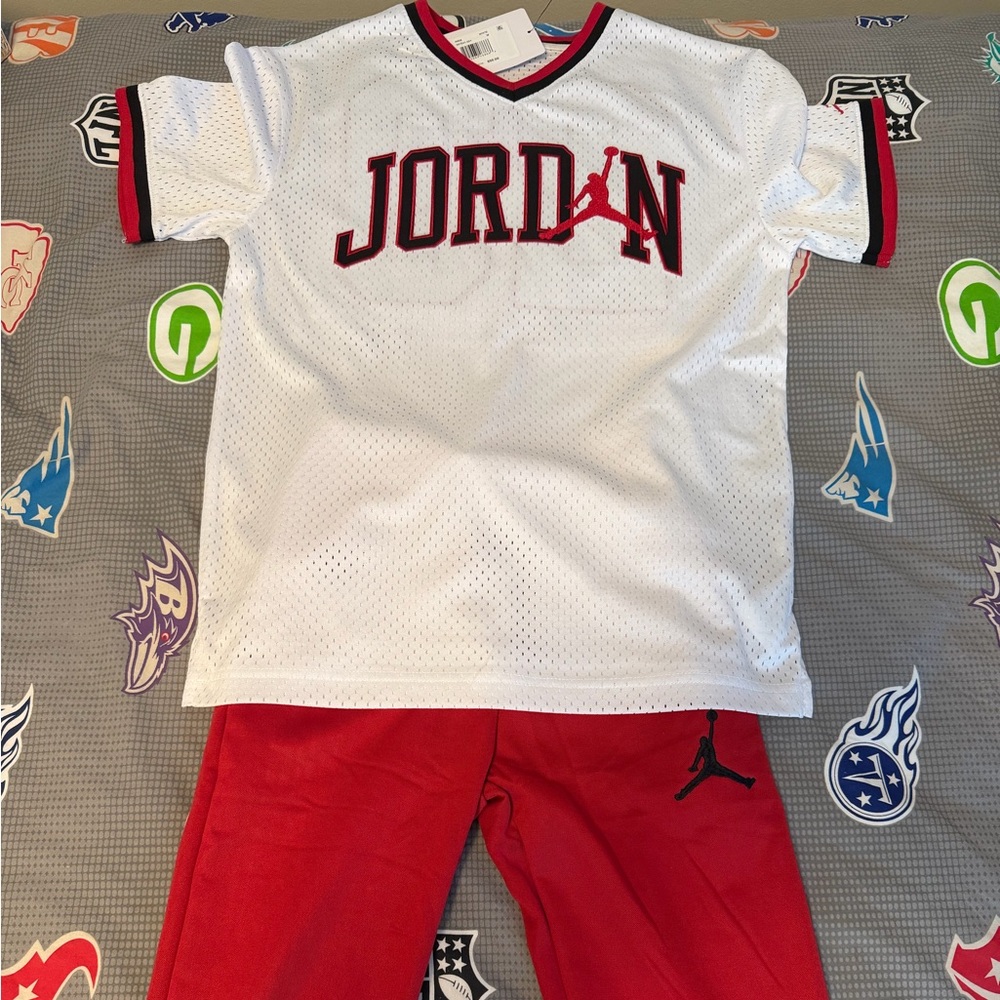 Jordan Kids White and Red Shirt